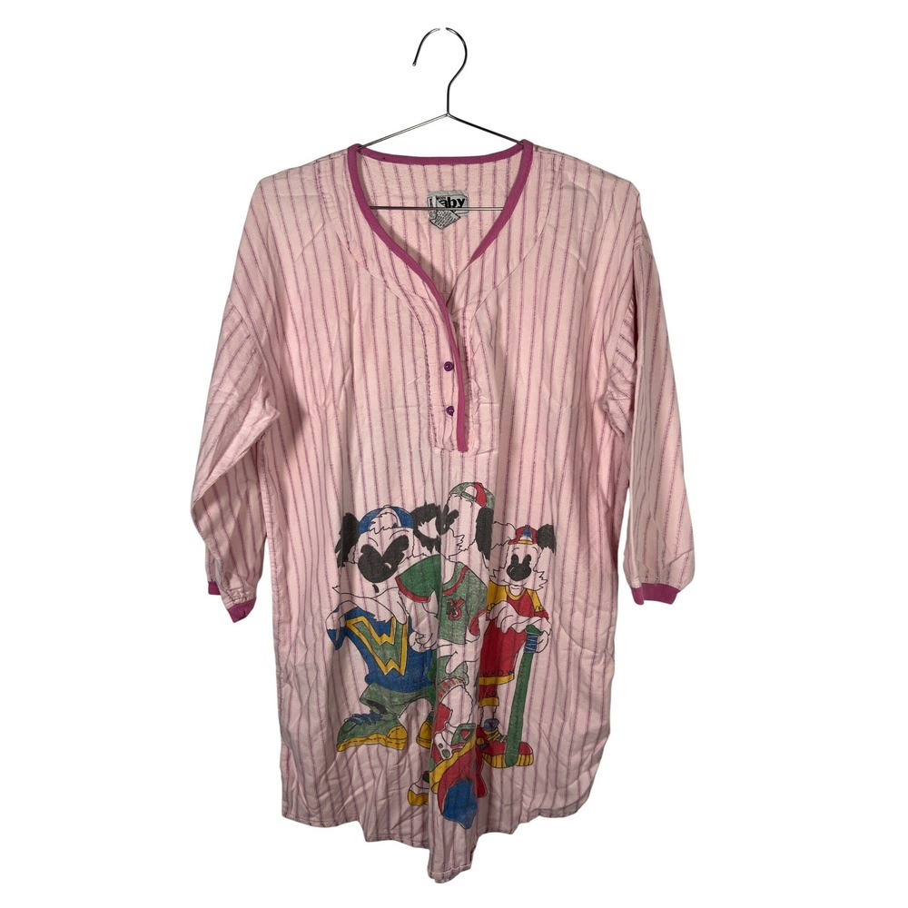 Vintage Sweetโ Baby Jane Pink Pinstripe Graphic Nightshirt Cotton OS Kidcore